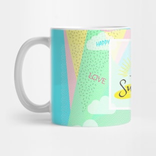 Hello Summer Abstract pop art Funny Sun in Sunglasses Mug